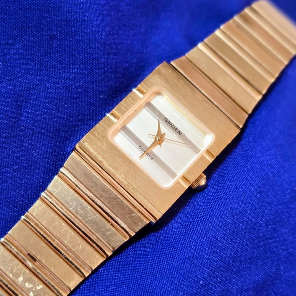 Gruen Vintage Gold Tone Classic Tank Womens Watch